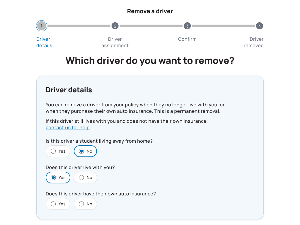 Remove a driver, step 1 - Which driver do you want to remove?